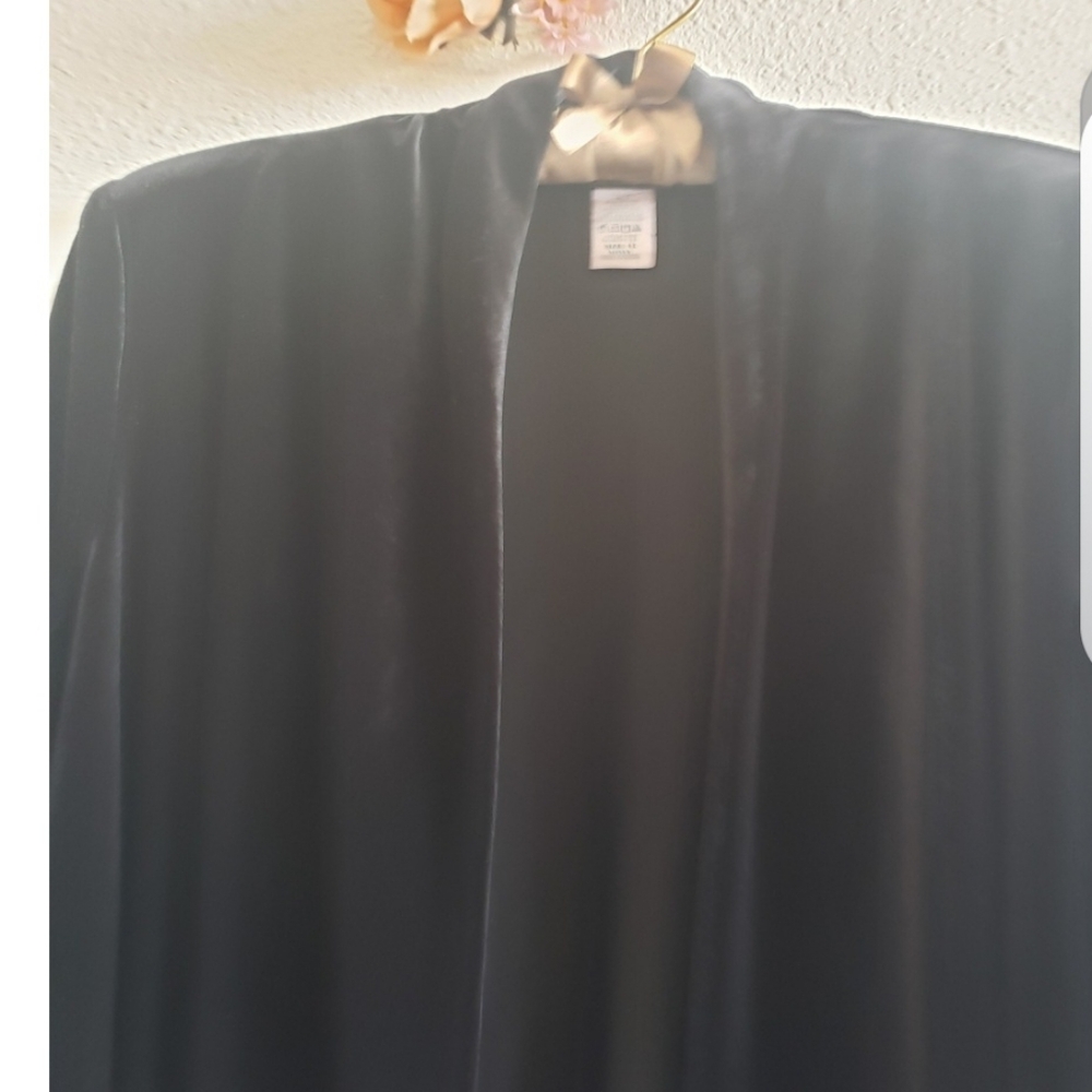 Black Velvet Open Front Cardigan Vintage - Picture 6 of 12